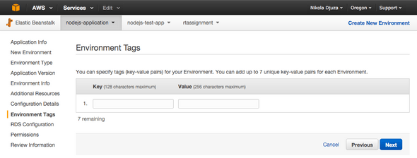 Node.js Environment tags