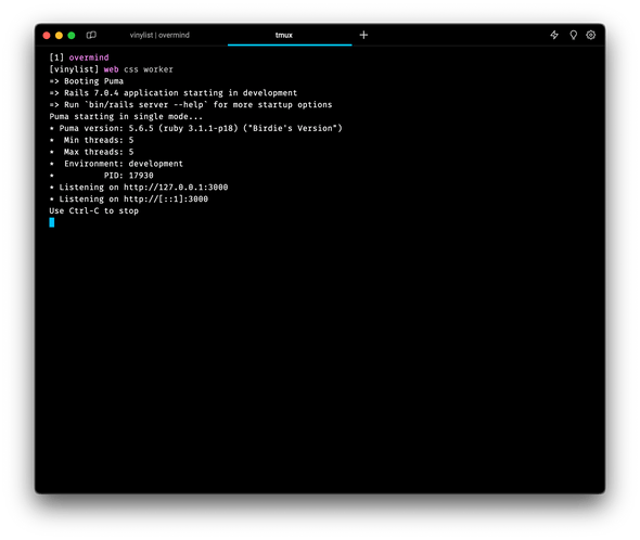 Overmind inside tmux